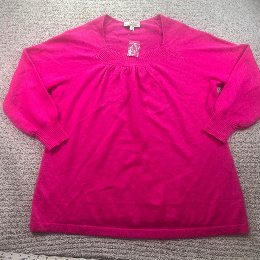 Precious Fibers Cashmere Sweater Hot Pink 1X Luxury Barbiecore Quiet Luxury NWT